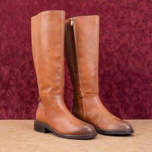 Sam Edelman Women Mable Zip Brown Leather Riding Wide Calf Tall Boots sz 6.5